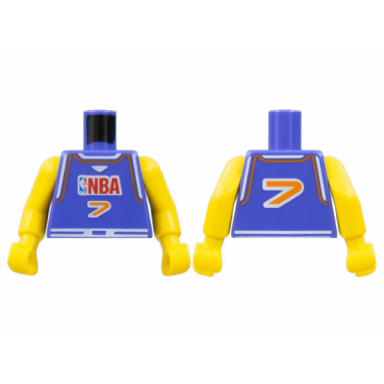 torso basketball jersey tank top with white trim nba logo and orange number 7 pattern yellow nba arms