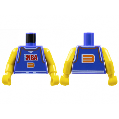 torso basketball jersey tank top with white trim nba logo and orange number 3 pattern yellow nba arms