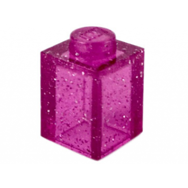 glitter trans-dark pink brick 1 x 1