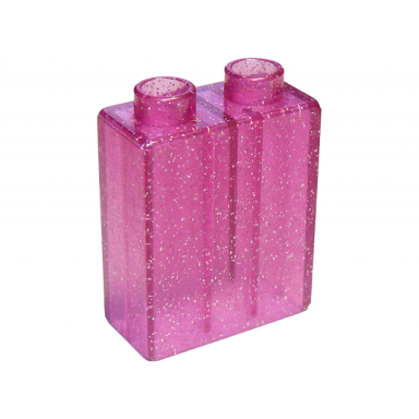 glitter trans-dark pink duplo brick 1 x 2 x 2