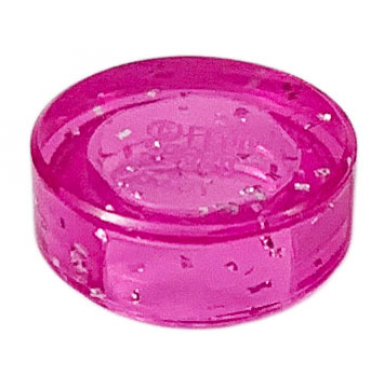 glitter trans-dark pink tile round 1 x 1