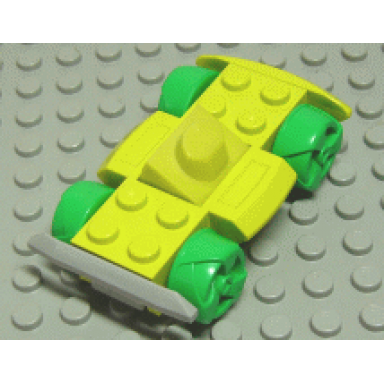 medium lime vehicle base 4 x 6 racer base with bright green wheels and light gray bumper