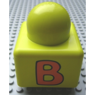 medium lime primo brick 1 x 1 with capital letter b and horse body pattern on opposite sides