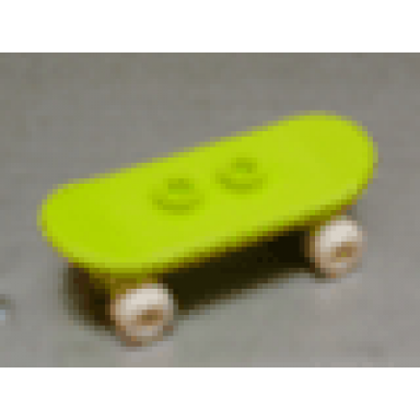 medium lime minifigure utensil skateboard with mag wheel holders and white mag wheels