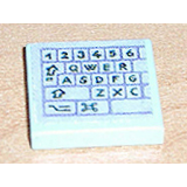 aqua tile 2 x 2 with computer keyboard left pattern sticker - set 3142