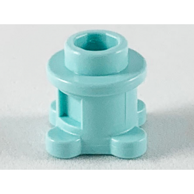 aqua brick round 1 x 1 x 2 3 with flower edge 4 knobs on base