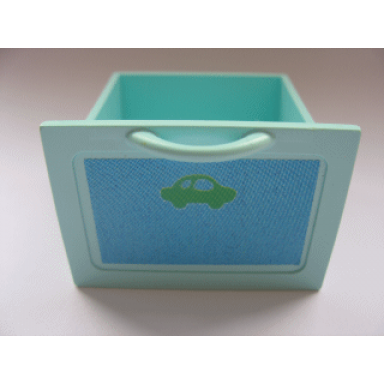 aqua scala large drawer with green car on blue background pattern sticker - set 3152