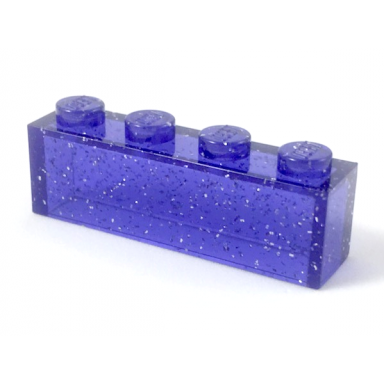 glitter trans-purple brick 1 x 4 without bottom tubes