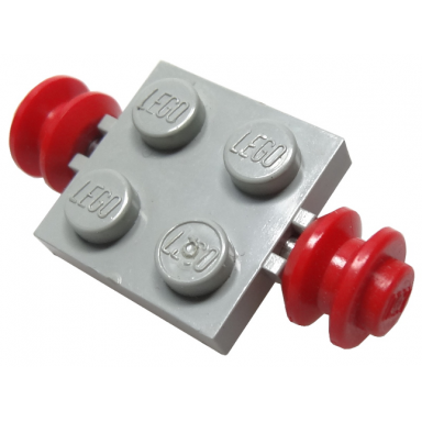 light gray plate modified 2 x 2 with red wheels