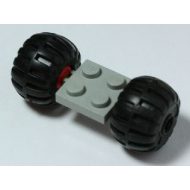 light gray plate modified 2 x 2 with red wheels with 2 black wheel full rubber balloon with axle hole 122c01 4288