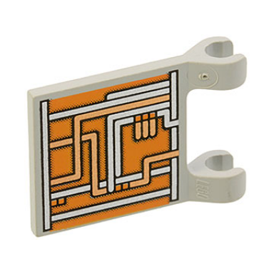 light gray flag 2 x 2 square with copper and silver circuitry on orange background pattern on both sides