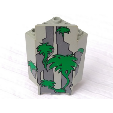 light gray panel 3 x 3 x 6 corner wall with dark gray rocks and green plants pattern