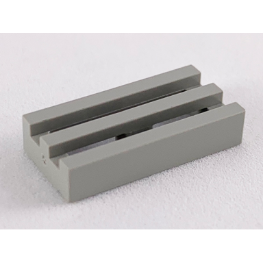 light gray tile modified 1 x 2 grille without bottom groove