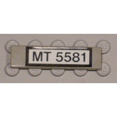 light gray tile 1 x 4 with black mt 5581 on white pattern sticker - set 5581