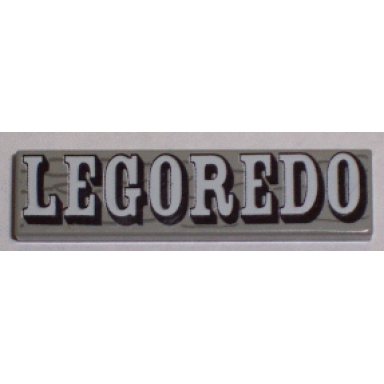light gray tile 1 x 4 with black and white legoredo on wood grain pattern
