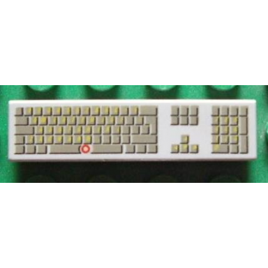 light gray tile 1 x 4 with dark gray computer keyboard pattern