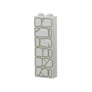 light gray brick 1 x 2 x 5 with dark gray stone outlines pattern