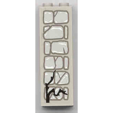 light gray brick 1 x 2 x 5 with stone and twig pattern sticker - set 1382