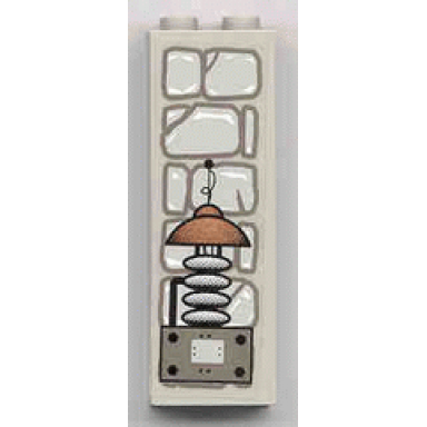 light gray brick 1 x 2 x 5 with stone and electrical gear pattern sticker - set 1382