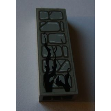 light gray brick 1 x 2 x 5 with stone and large twig pattern sticker - set 1382