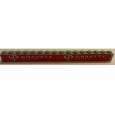 light gray brick 1 x 16 with white gravity games logo pattern stickers - set 3537