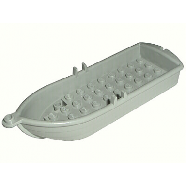 light gray boat 14 x 5 x 2 with oarlocks and 2 hollow inside studs