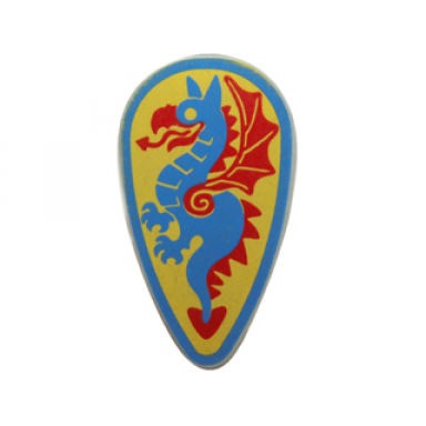 minifigure shield oval with blue and red dragon on yellow background pattern