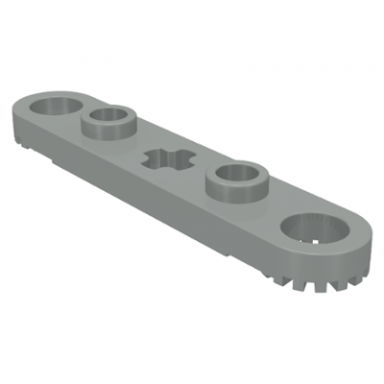 light gray technic plate 1 x 5 with toothed ends 2 studs and center axle hole