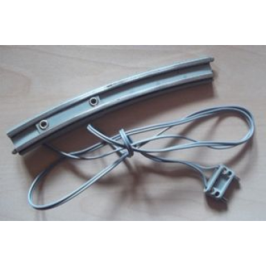 light gray train track 12v conducting rail curved with connection wire and long connector