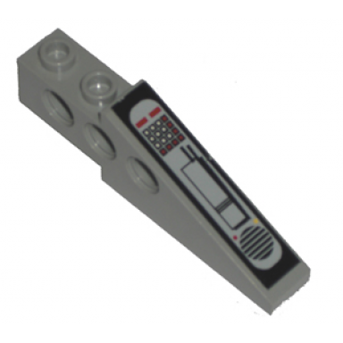 light gray technic slope 6 x 1 x 1 2 3 with telephone and buttons pattern sticker - set 8280