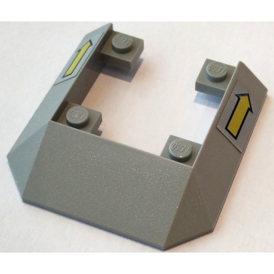 light gray wedge 6 x 6 cutout train roof with yellow arrow on light gray background pattern on both sides stickers - set 8856