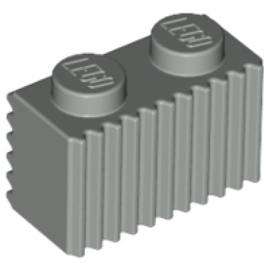 light gray brick modified 1 x 2 with grille fluted profile