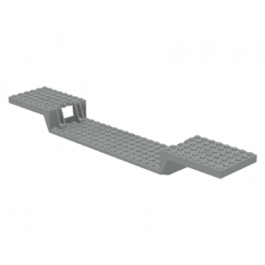light gray train base 6 x 34 split-level with bottom tubes and hole at each end