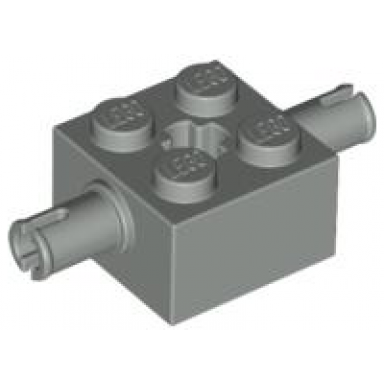 light gray brick modified 2 x 2 with pins and axle hole