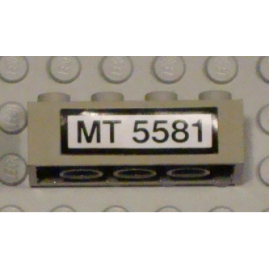 light gray brick 2 x 4 with black mt 5581 on white pattern sticker - set 5581