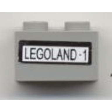 light gray brick 1 x 2 with legoland-1 pattern sticker - set 3442