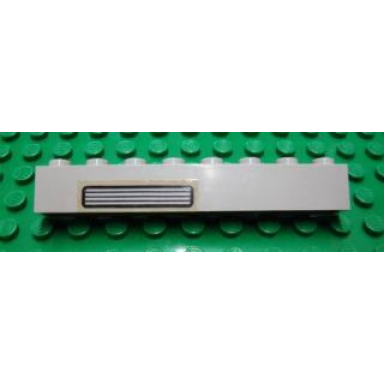 light gray brick 1 x 8 with light gray black grille pattern on left side sticker - set 5571