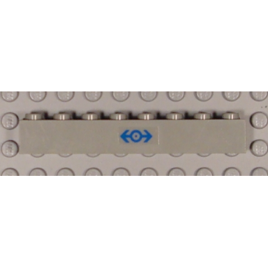 light gray brick 1 x 8 with train logo blue pattern sticker - sets 4558 10001