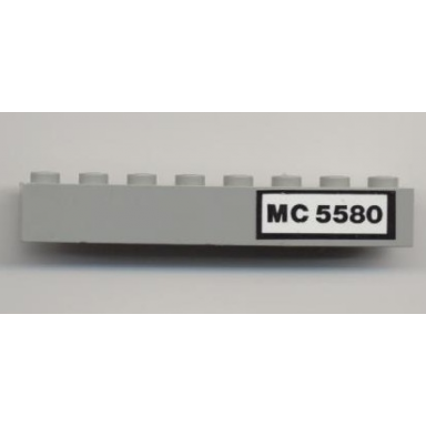 light gray brick 1 x 8 with black mc 5580 pattern sticker - set 5580