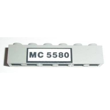 light gray brick 1 x 6 with black mc 5580 pattern sticker - set 5580