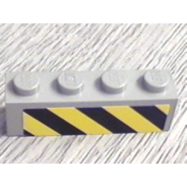 light gray brick 1 x 4 with black and yellow danger stripes pattern sticker - set 6575