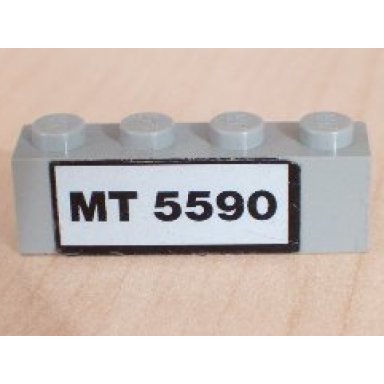 light gray brick 1 x 4 with black mt 5590 pattern sticker - set 5590