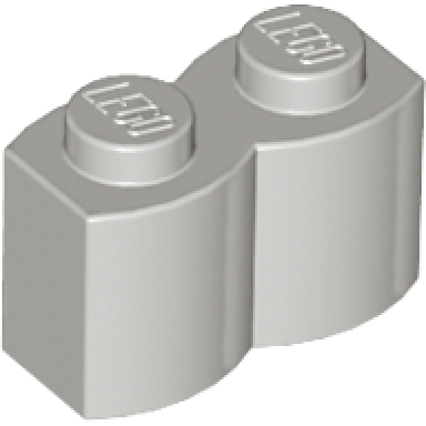 light gray brick modified 1 x 2 with log profile