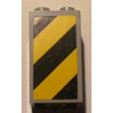 light gray brick 2 x 2 x 3 with black and yellow danger stripes pattern left sticker - set 4514