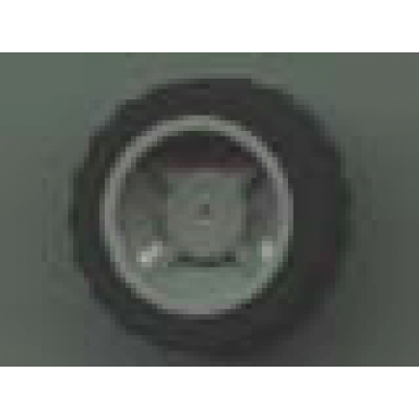 light gray wheel 18mm d x 14mm with black tire 24 x 14 shallow tread 30285 30648