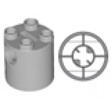light gray brick round 2 x 2 x 2 robot body - with bottom axle holder x shape orientation
