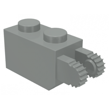 light gray hinge brick 1 x 2 locking with 2 fingers vertical end