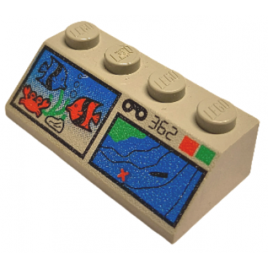 light gray slope 45 2 x 4 with fish terrain map 362 and buttons pattern