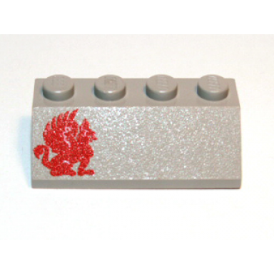 light gray slope 45 2 x 4 with red gryphon pattern model right side