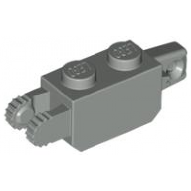 light gray hinge brick 1 x 2 locking with 1 finger vertical end and 2 fingers vertical end